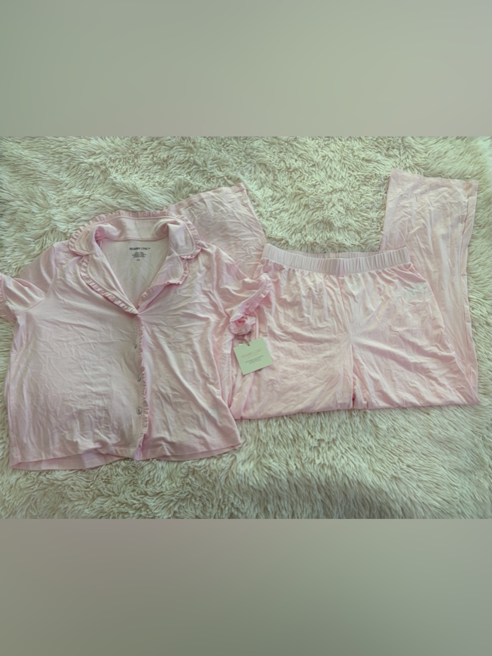 Shabby Chic Light Pink Ruffle-Trim Pajama Set